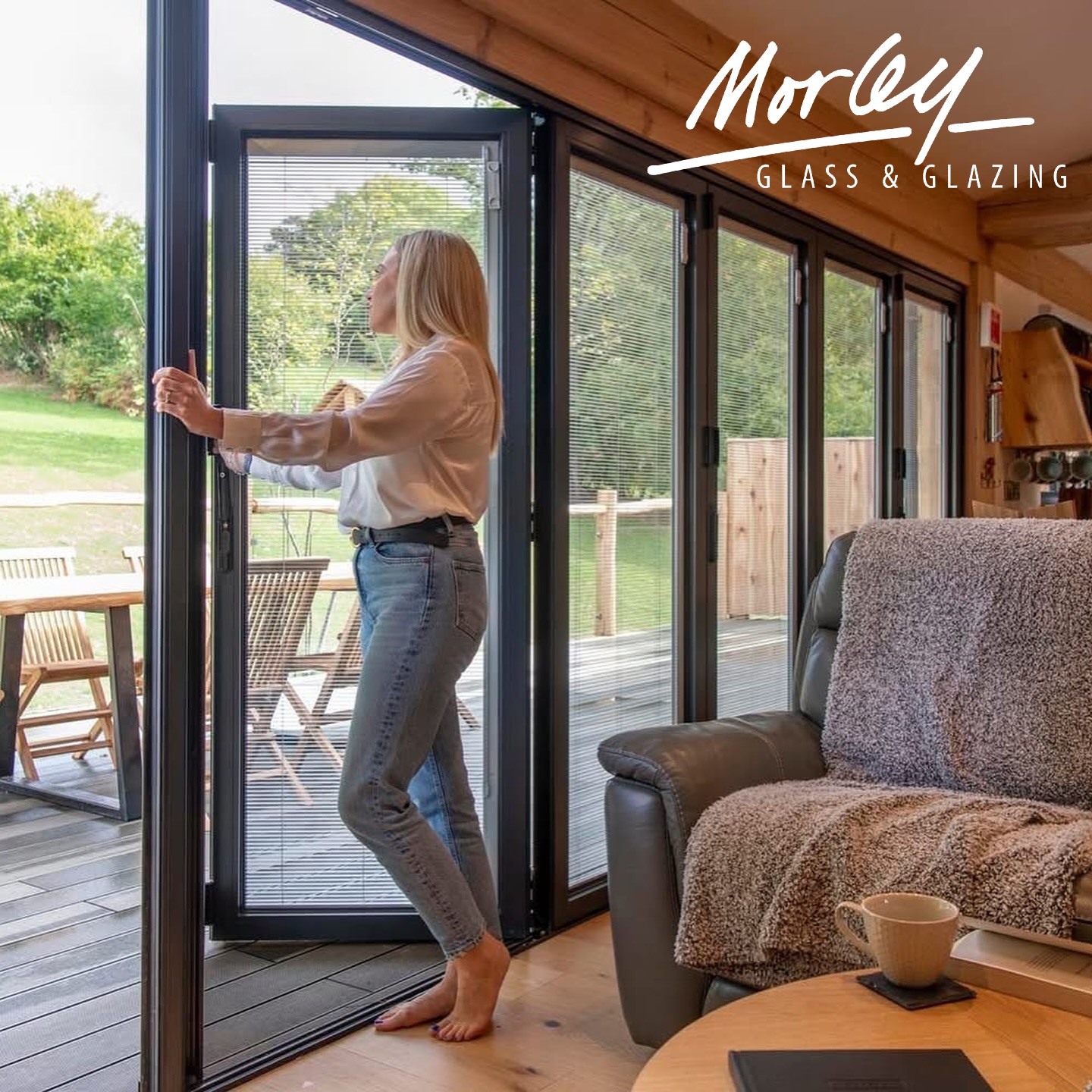 A room featuring integral blinds from Morley Glass